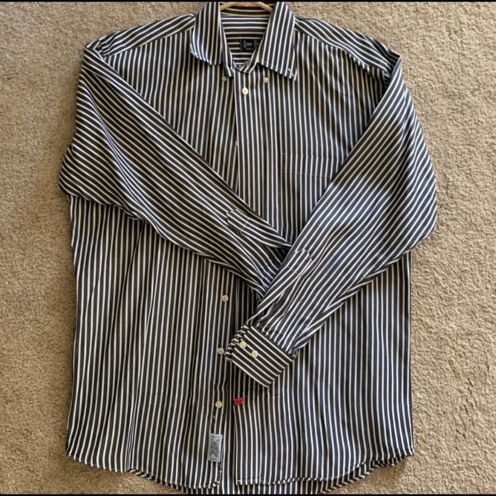 Gitman Bro’s. Black and white stripped shirt